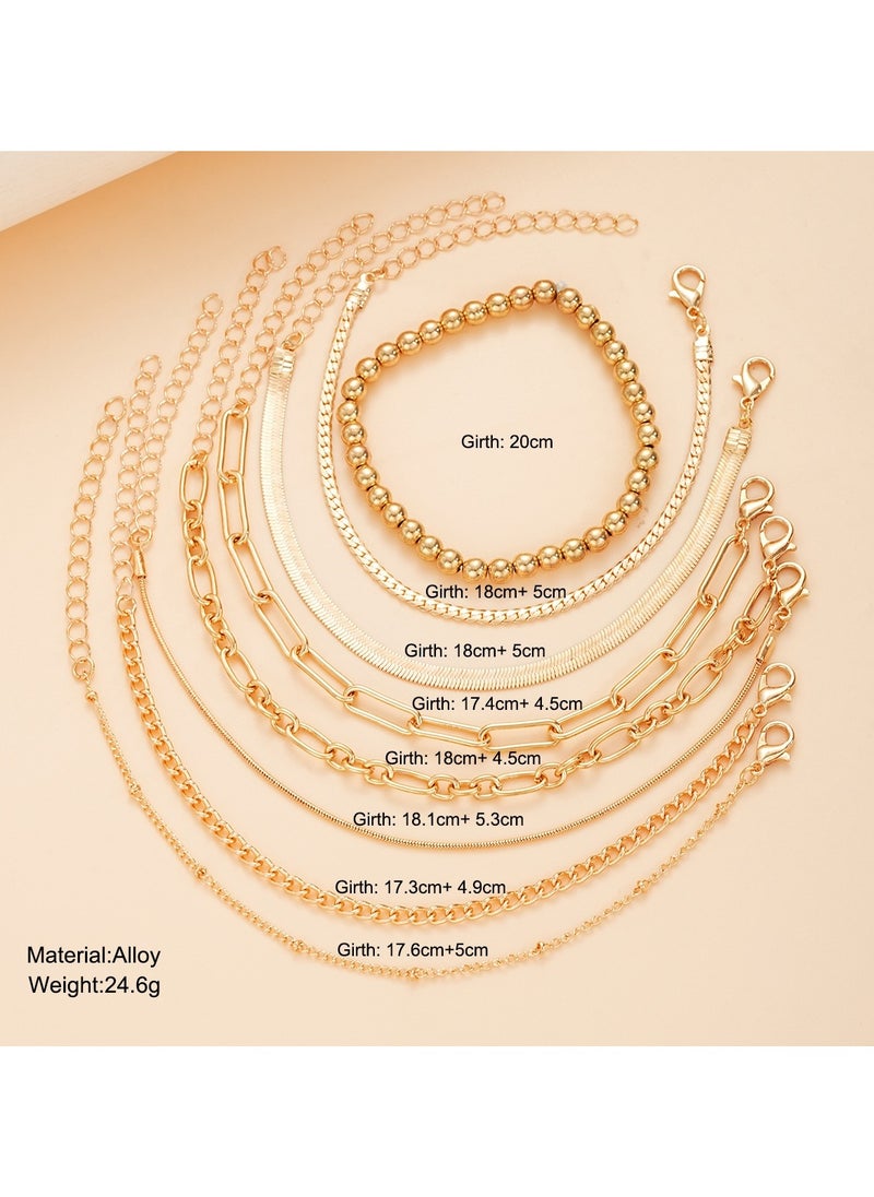 Huitich - Elegant 8-Piece Gold Colour Bracelet Set for Women - Image 1