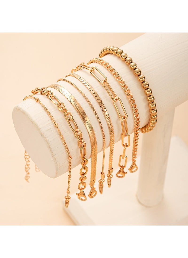 Huitich - Elegant 8-Piece Gold Colour Bracelet Set for Women - Image 1
