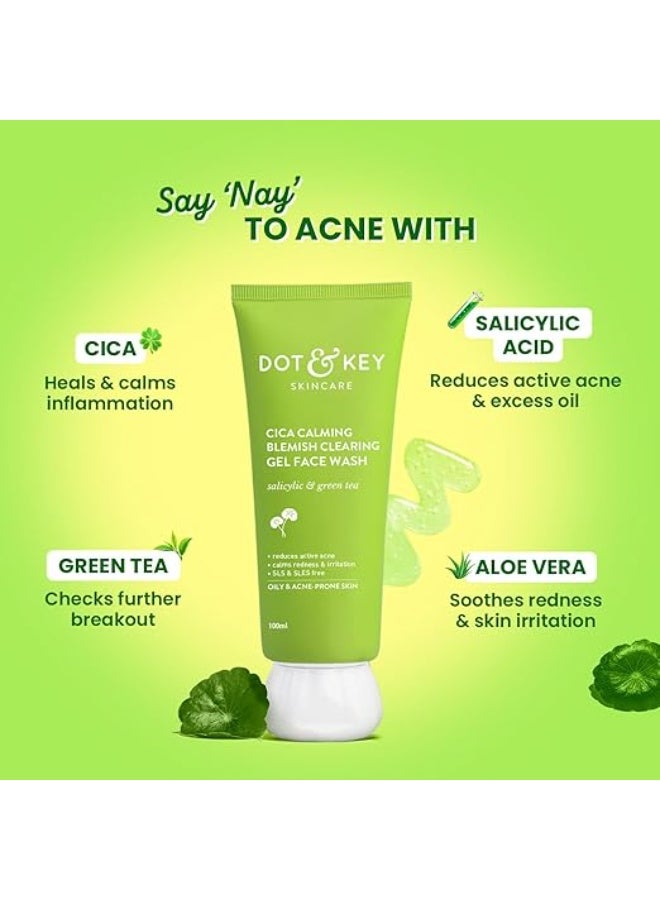 Dot & Key CICA for Acne Prone Skin, 2% Salicylic Acid with Green Tea Face Wash  (175 ml) - Image 2