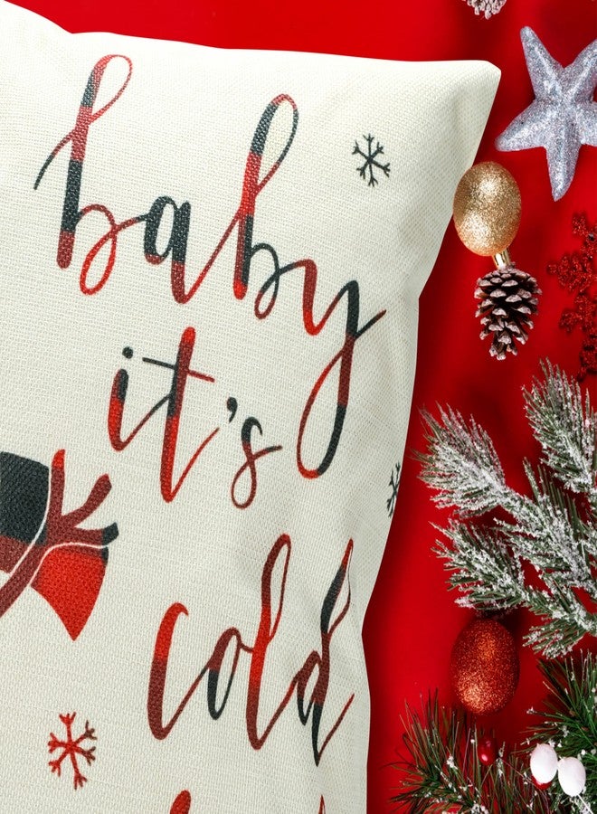 TDHDIKE Christmas Pillow Covers 18×18 Inch Set of 4 Farmhouse Christmas Pillow Covers Christmas Pillow Cases for Sofa Couch Christmas Decorations Throw Pillow Covers - Image 3