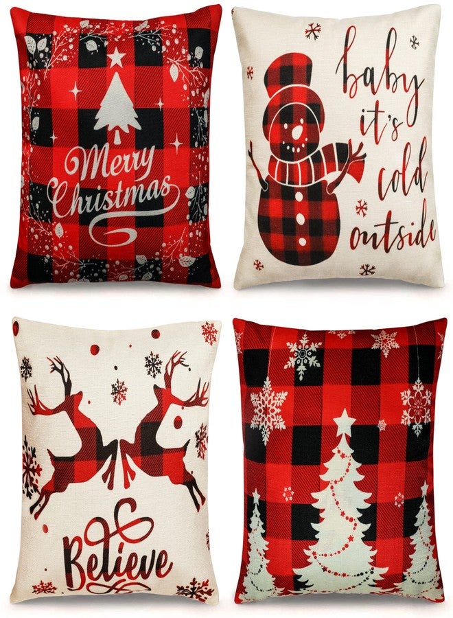 TDHDIKE Christmas Pillow Covers 18×18 Inch Set of 4 Farmhouse Christmas Pillow Covers Christmas Pillow Cases for Sofa Couch Christmas Decorations Throw Pillow Covers - Image 1