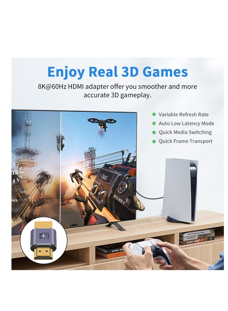 Excefore HDMI Male to Male Adapter 8K, 48Gbps HDMI 2.1 Adapter, HDMI to HDMI Adapter UHD, HDMI 2.1 Extender Support 8K@60hz 4K@120Hz HDMI Port, Compatible with HDTV, HDR, ARC Laptop, PC, Video (2Pcs)  - Image 5