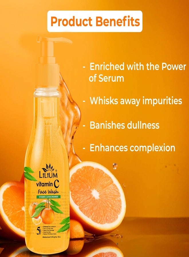Lilium Vitamin C Face Wash 500ml | Brightening Face Cleanser for Glowing Skin | Reduces Wrinkles, Scars & Dark Spots | Hydrating & Gentle on All Skin Types - Image 2