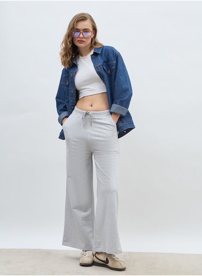 Styli Solid Straight Leg Joggers with Drawstring  - Image 1