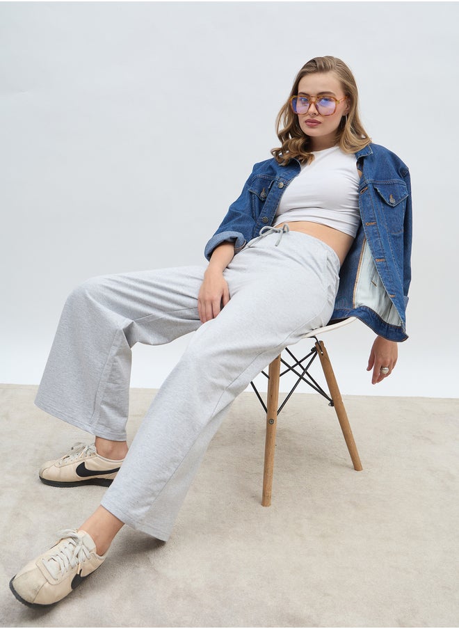Solid Straight Leg Joggers with Drawstring