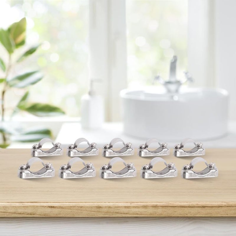 مشابك أنابيب من الفولاذ المقاوم للصدأ مع قاعدة ألومنيوم عبوة 10 قطع للأنابيب مقاس 20-22 مم - Image 5