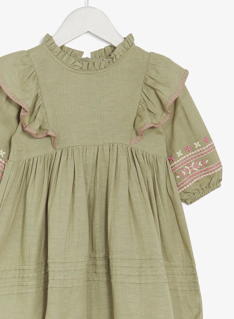 Ripples Girls Dress With Embroidery - Image 3
