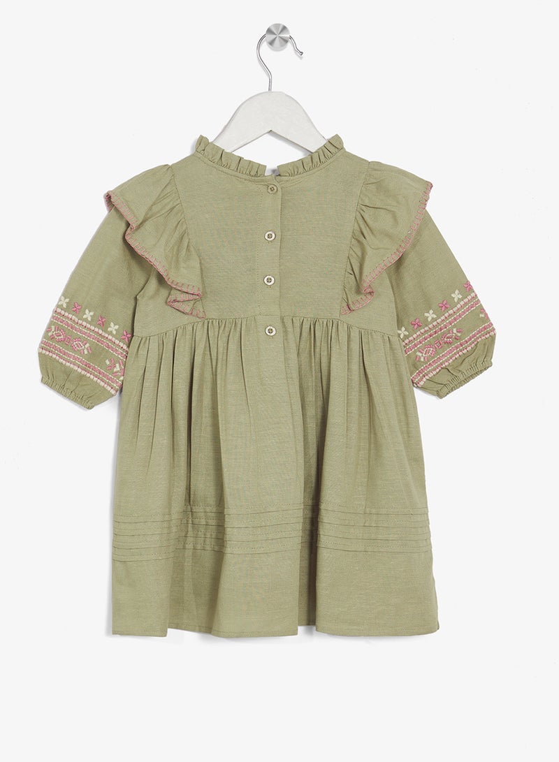 Ripples Girls Dress With Embroidery - Image 2