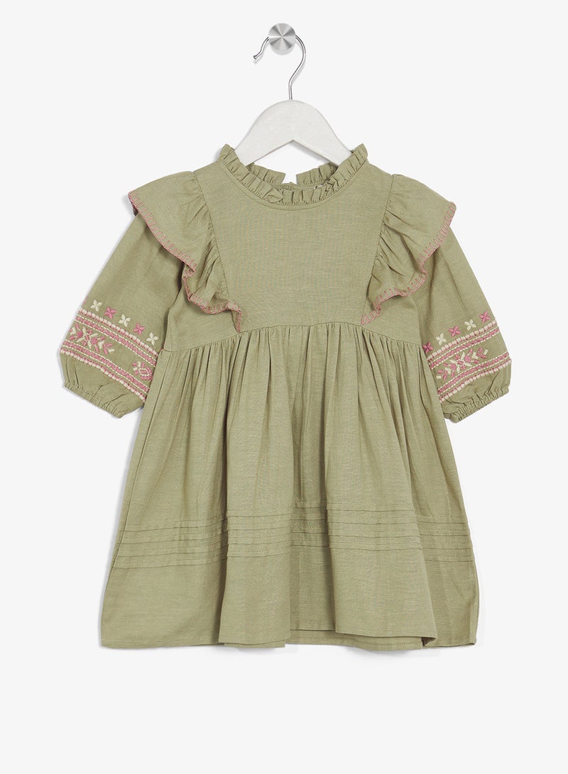 Ripples Girls Dress With Embroidery - Image 1