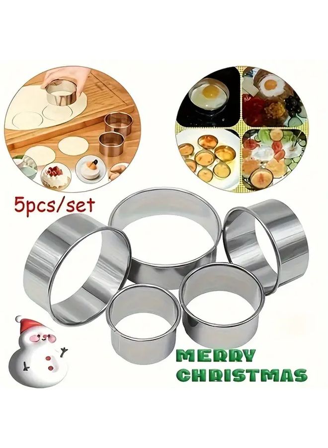 5 Pieces Stainless Steel Cookie And Pastry Cutter Set Silvery Precision Dough And Gummy Mold For Making Perfect Round Cookies Durable Baking Accessory With Uniform Grid Design Baking Tool - Image 5