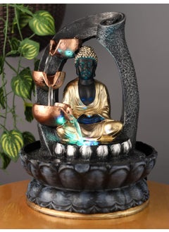 SPLICE SPLICE Resin Buddha Water Fountain with LED Light 3Tier Indoor Water Fountain for Home and Office Decoration Showpiece  - Image 1