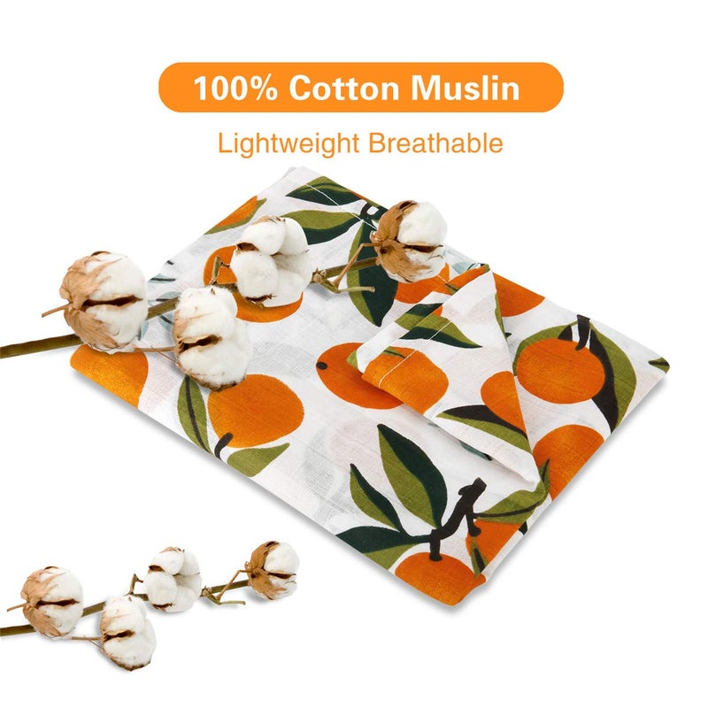 Metplus Baby Car Seat Cover Infant Carseat Canopy, Metplus Cotton Muslin Carrier Covers, Summer Stroller Canopie - Extra Wide Universal Fit, Lightweight Breathable Soft for Newborn Boy Girl (Oranges) - Image 5