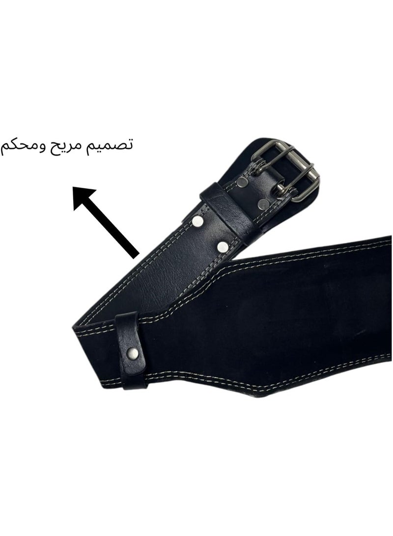 SportQ® Premium Quality Genuine Leather Weight Lifting Belt Provides Strong and Comfortable Support During Heavy Workout, Ideal for Athletes and Bodybuilders, Durable and Stylish Design - Image 4