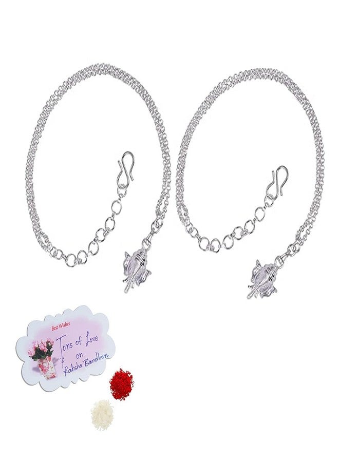 JFL Unisex Adult - Jewellery for Less Combo of One Gram Silver Plated Ganesha Bracelet Rakhi for Bhaiya Bhabhi,Valentine - Image 1