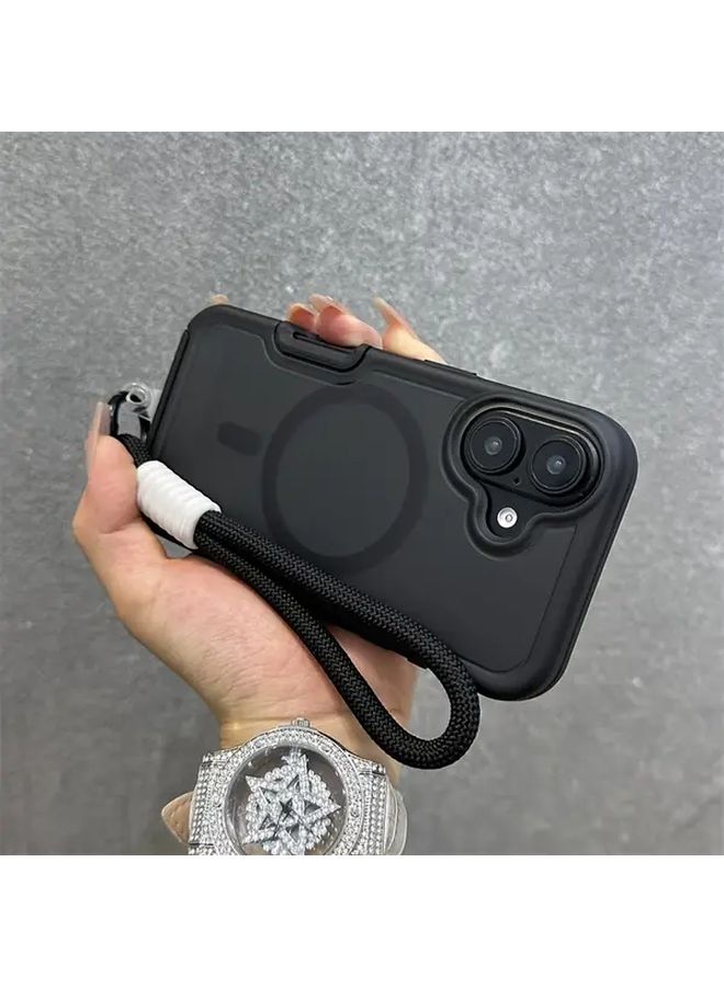 Magnetic Wireless Charging Phone Case For iPhone 16 Plus With Strap Black - Image 4