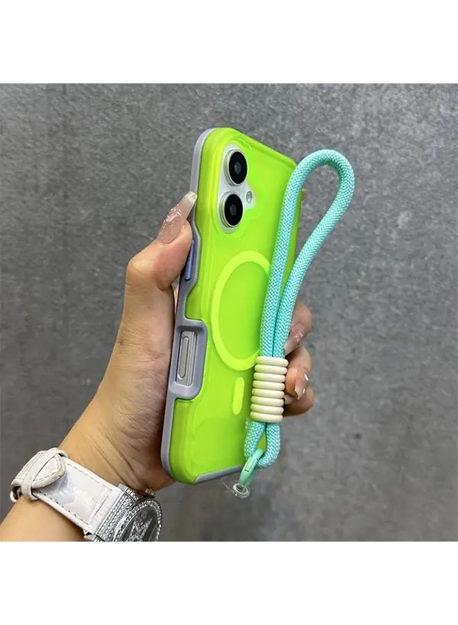 Magnetic Wireless Charging Phone Case For iPhone 16 Plus With Strap Black - Image 1