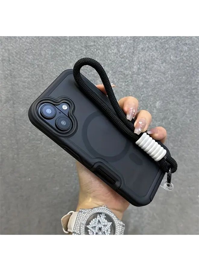 Magnetic Wireless Charging Phone Case For iPhone 16 Plus With Strap Black - Image 5