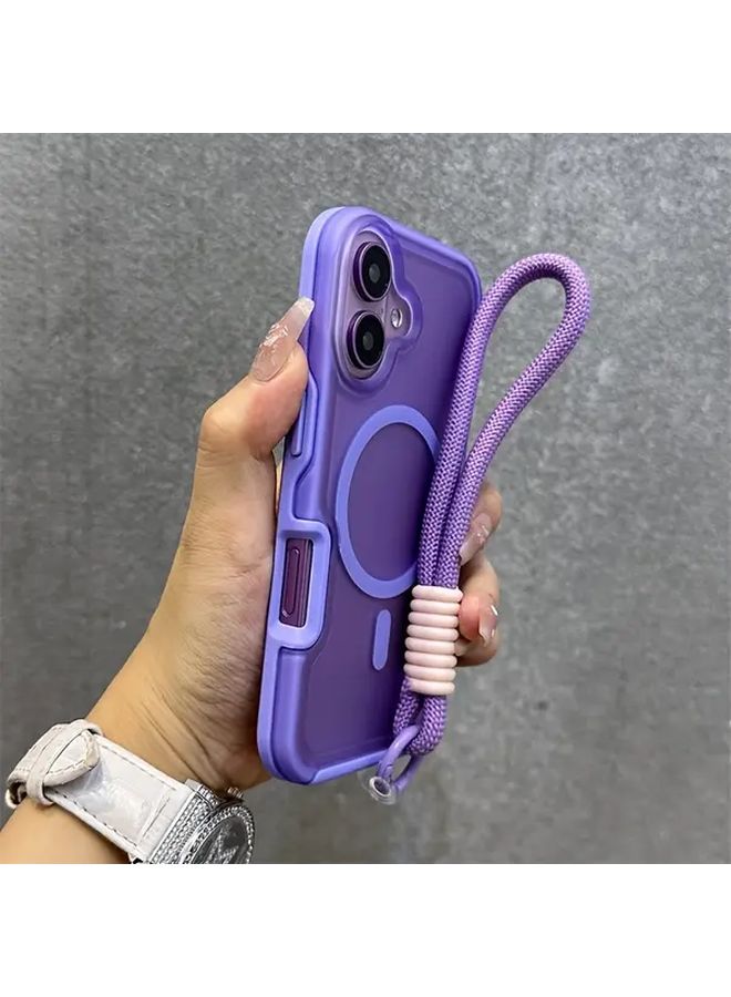 Magnetic Wireless Charging Phone Case For iPhone 16 Plus With Strap Black - Image 2