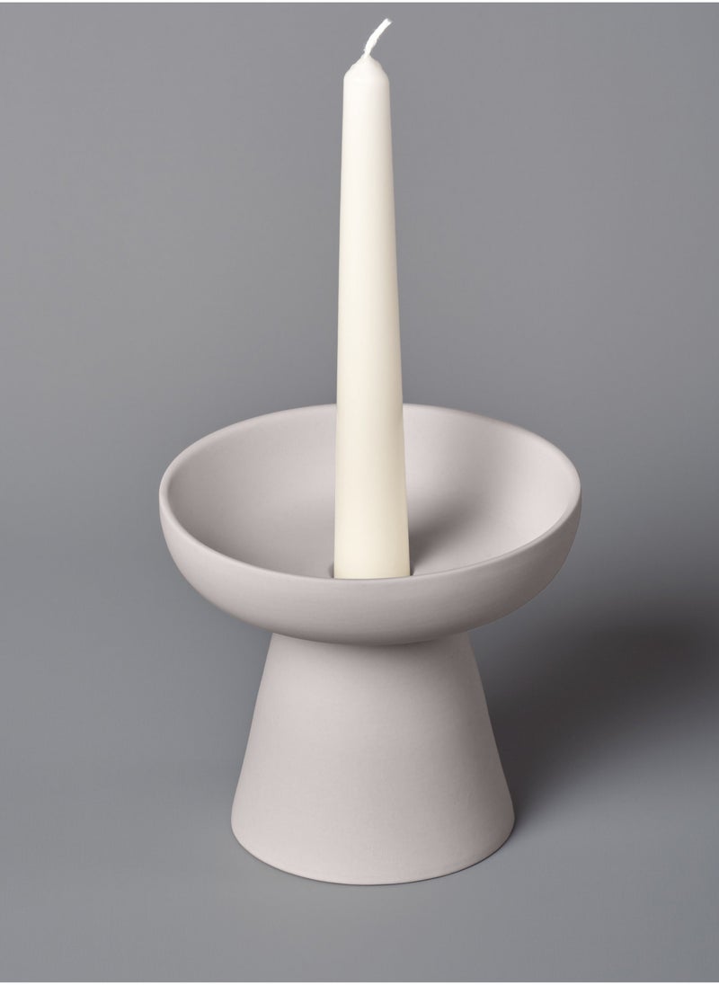 Aery Living Aery Living Medium Porcini Pillar and Taper Grey Matte Ceramic Candle Holder  - Image 1