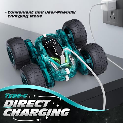 Tecnock Remote Control Car 24GHz RC Cars with USBC Easy Charging 4WD Double Sided 360 Rotates and Flips RC Stunt Car Toys Gift for Boys and Girls Ages 68 812 - Image 5