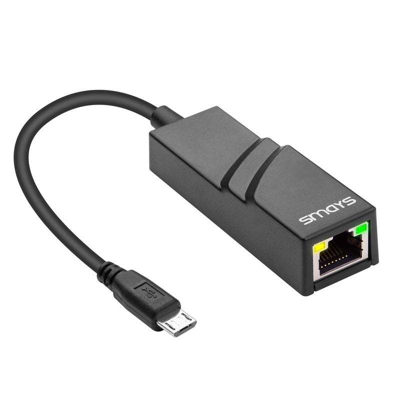 Smays Micro USB OTG Ethernet Adapter for Raspberry Pi Zero, Android Tablets (6.0+) & Phones, Samsung Galaxy Tab Pro 10.1 - USB to RJ45 Wired LAN Network Adapter - Image 1