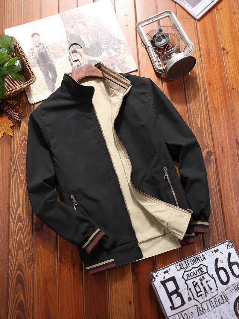 Men'S Sports Jacket Double-Sided Collar Casual Jacket Plus Size Colorblock Jacket Fashionable Jacket For Youth - Image 2