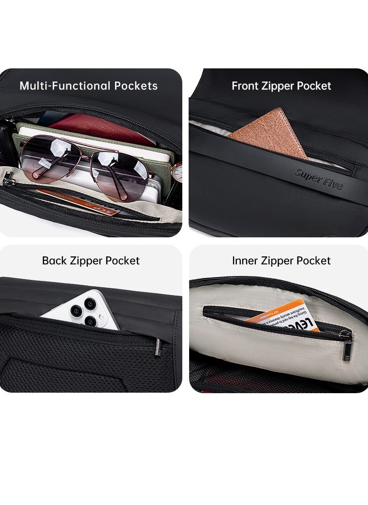 SUPER 5 FY00739 Fashion Casual Chest Multipocket Shoulder Crossbody Waterproof Bag - Grey  - Image 3