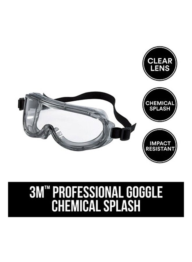 3M Chemical Splash and Impact Adjustable Strap Safety Goggles Black and Clear 17.78 x 21.336 x 9.652 cm 91264H1-DC/91264-80025 - Image 2