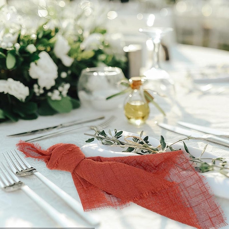 Orange Cotton Reusable Dinner Napkins for Wedding Party Indoor Outdoor Dining - Image 4
