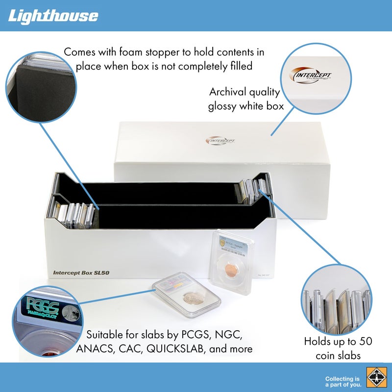 LIGHTHOUSE - Storage Box SL 50 for 50 Coin Slabs Including PCGS, NGC, ANACS with INTERCEPT TECHNOLOGY Corrosion Protection (12 5/8" x 6" x 3 7/8") - Image 4
