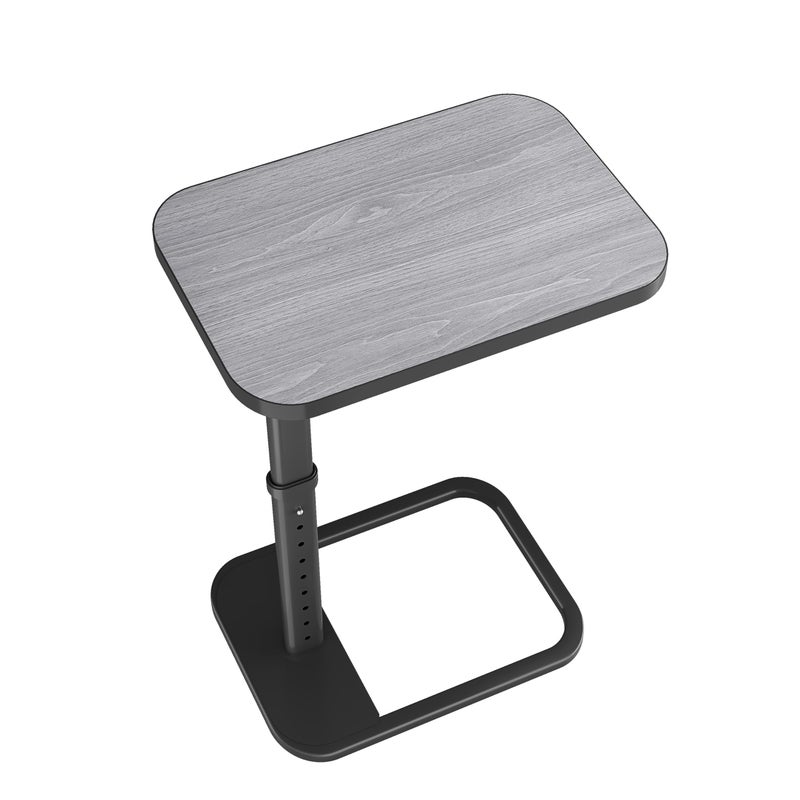 Kitstorack TV Tray Table, Adjustable Height & Rounded Metal Corners, Snack Table for Couch, Sofa, Bed, Chair, Living Room, C Shaped End Side Table for Eating, Dinner or Laptop, Small Spaces, Dark Gray - Image 1