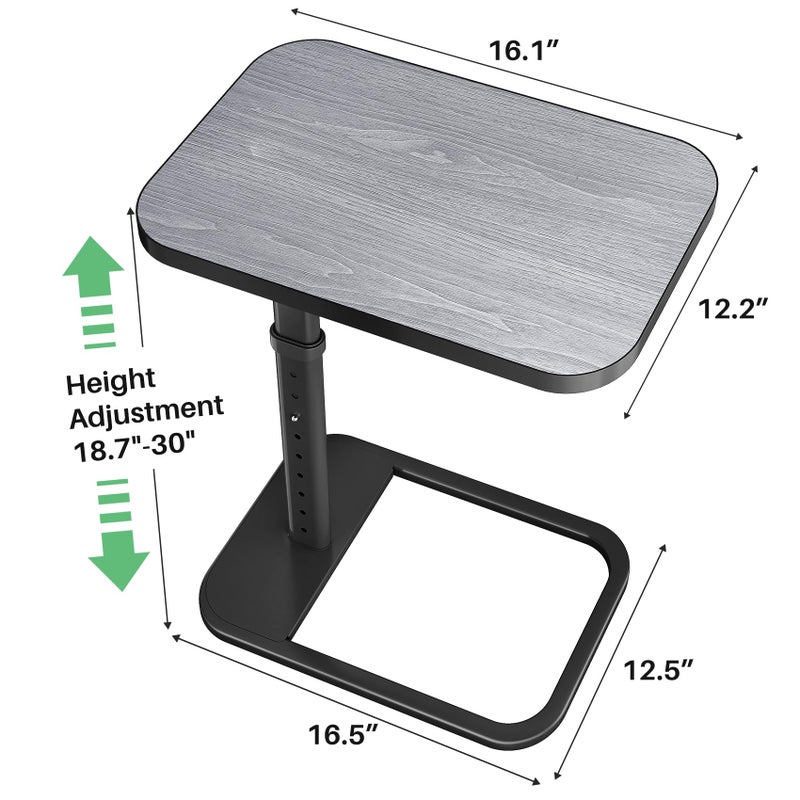 Kitstorack TV Tray Table, Adjustable Height & Rounded Metal Corners, Snack Table for Couch, Sofa, Bed, Chair, Living Room, C Shaped End Side Table for Eating, Dinner or Laptop, Small Spaces, Dark Gray - Image 5