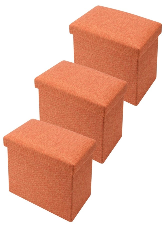 HOZEON 3 Pack 16 x 10 x 10 Inches Folding Storage Ottoman, Orange Square Footrest Seat, Multifunctional Foot Stool for Living Room, Office, Traveling, Fishing, Camping - Image 1