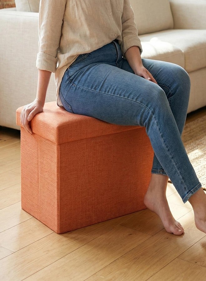 HOZEON 3 Pack 16 x 10 x 10 Inches Folding Storage Ottoman, Orange Square Footrest Seat, Multifunctional Foot Stool for Living Room, Office, Traveling, Fishing, Camping - Image 5