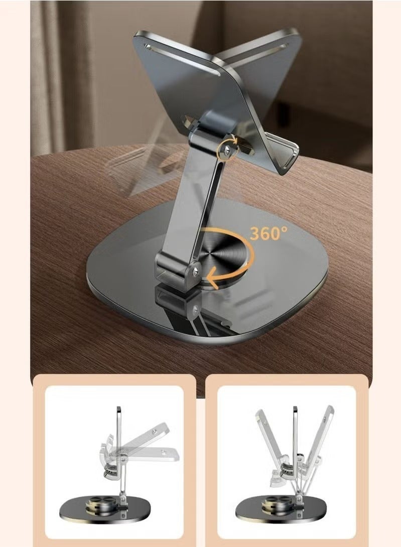 حامل هاتف معدني مكتبي قابل للطي، حامل موبايل ة دوار بزاوية 360 درجة، حامل جوال محمول، حامل هاتف محمول, للمكتب ارتفاع قابل للتعديل حامل iPhone حامل iPhone قابل للطي لجميع هواتف - Image 3