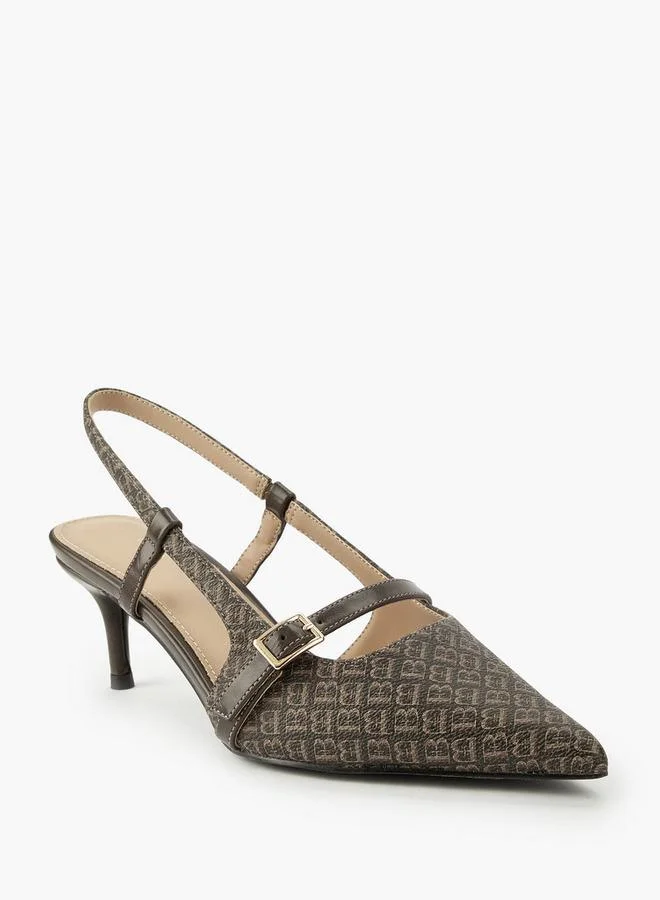 Flora Bella By Shoexpress Brown Women Monogram Print Slingback Shoes for Women | Best Price UAE