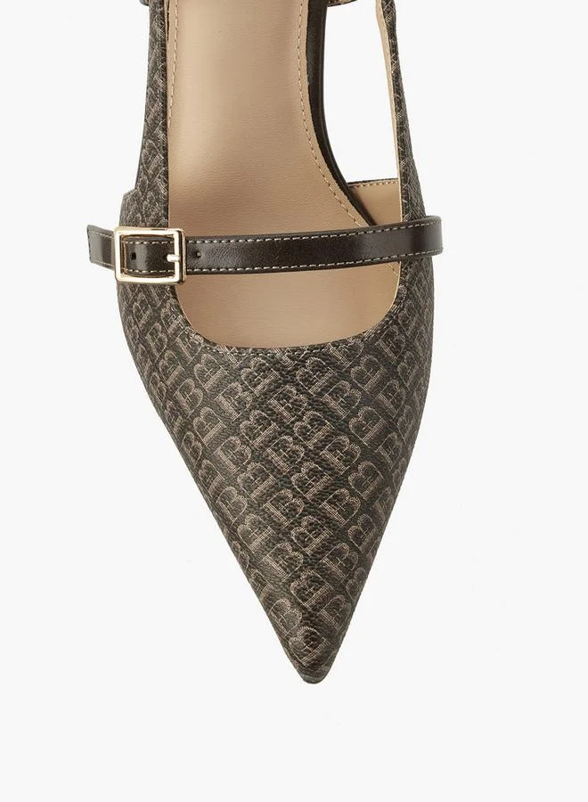 Flora Bella By Shoexpress Brown Women Monogram Print Slingback Shoes for Women | Best Price UAE