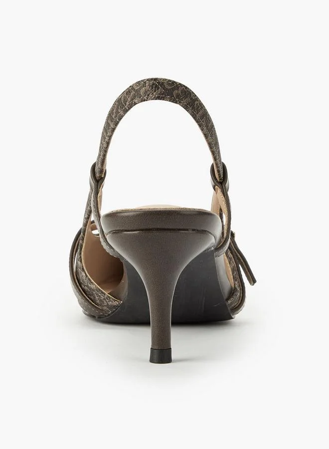 Flora Bella By Shoexpress Brown Women Monogram Print Slingback Shoes for Women | Best Price UAE