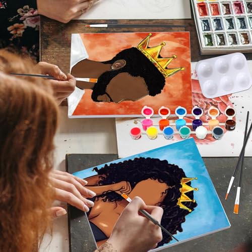 Dinifee 2 Pack Pre Drawn Canvas for Painting Sip and Paint Kit for Couple 8" x 10" Stretched Pre Printed Canvas Couples Date Night Art Party Adults Easter Mother's Day Gift(Queen and King) - Image 5