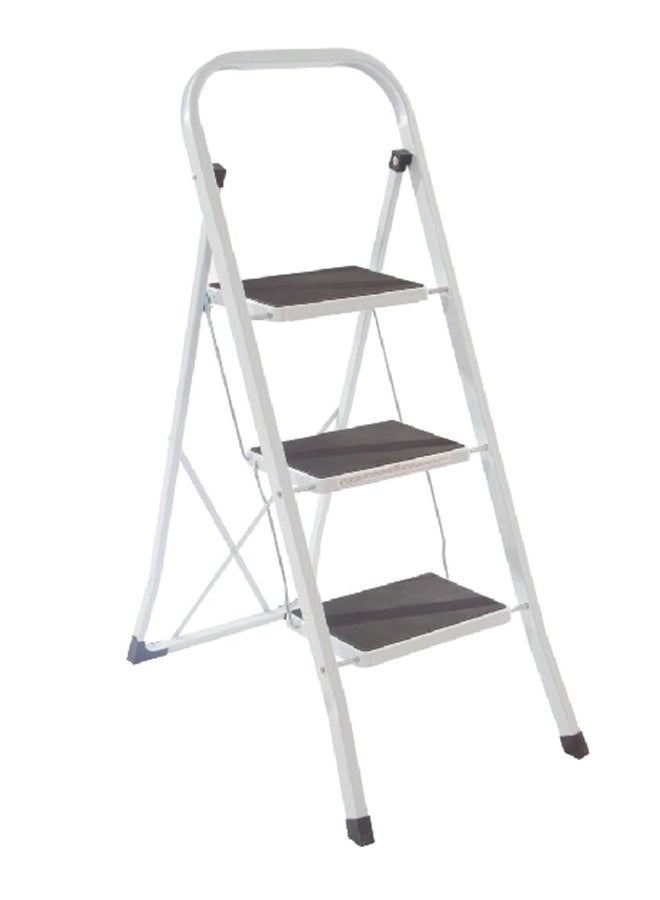 Wrights Durable Powder Coated Finish 3 Step Folding Ladder White 240 cm WR2066 