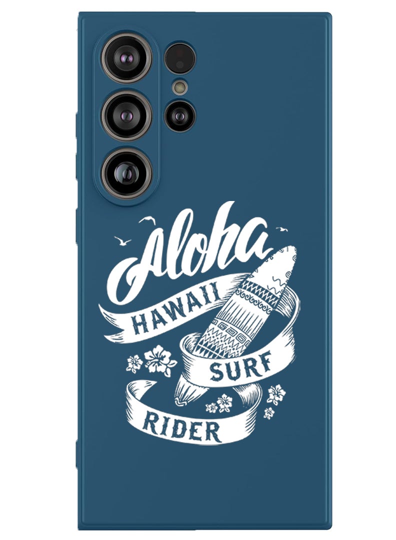 Theodor Protective Slim Fit Case Liquid Silicone Cover with Full Body Protection Anti-Scratch Shockproof Case For Samsung Galaxy S25 Ultra (Blue) - Aloha hawaii Surf rider White - Image 1
