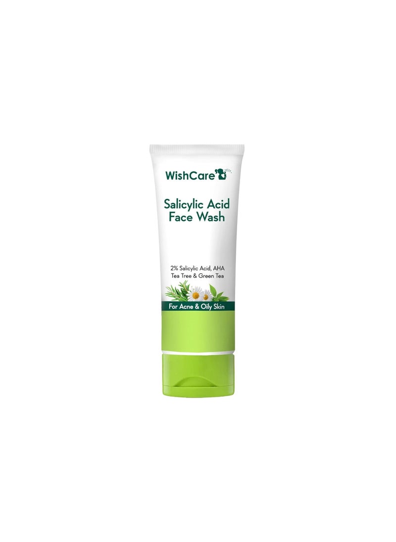 WishCare - WishCare 2% Salicylic Acid Face Wash with AHA, GreenTea, Chamomile & TeaTree - For Oil & Acne Control - Image 1