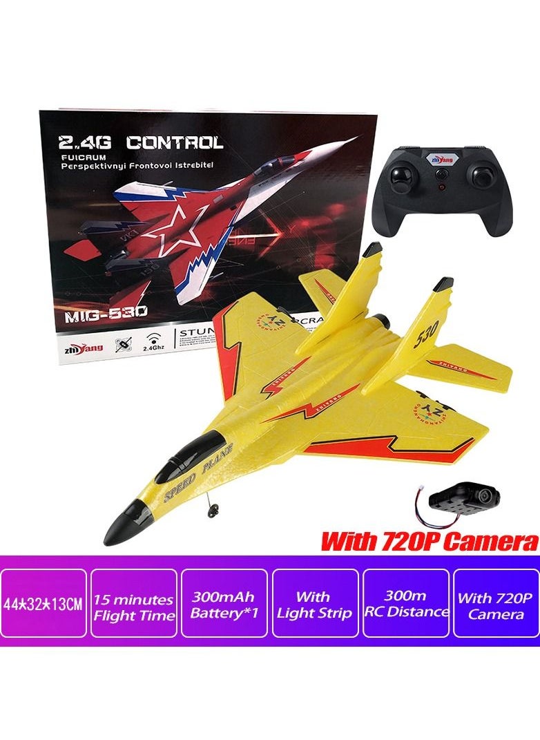 AROAQ RC Foam Aircraft Remote Control Airplane Foam Toys for Children ZY-530 Yellow With 720P  - Image 1