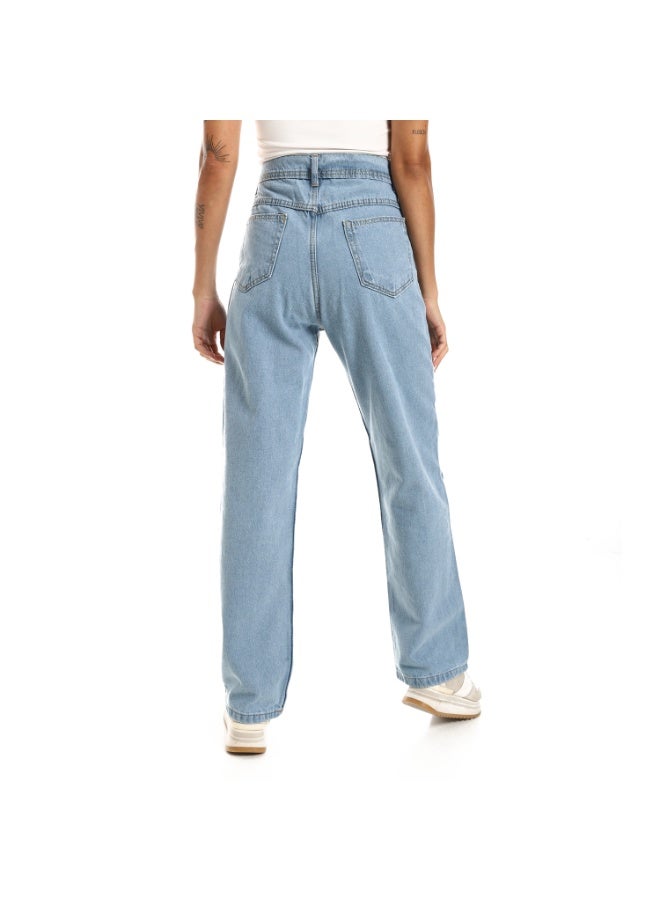 Wide Leg Blue Pant For Women - Image 4