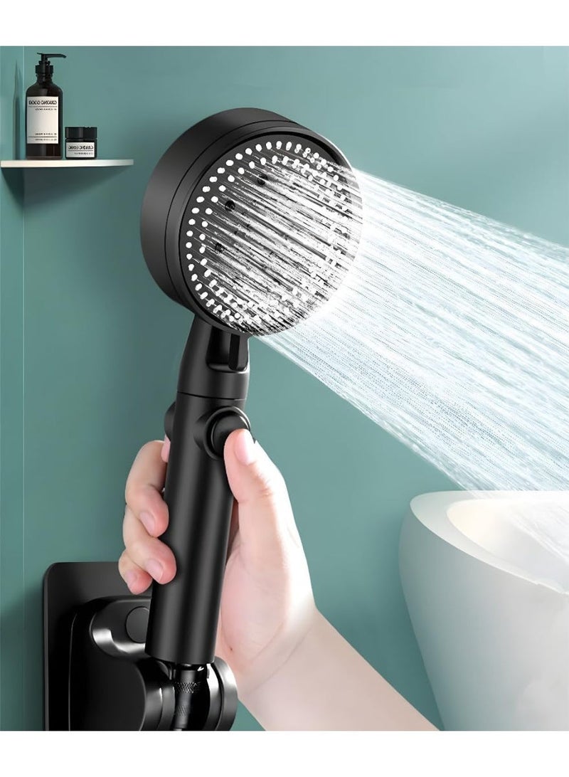 Soofam High Pressure Shower Heads 5-Speed Adjustment,Hand Held Shower Head With Hose,One-Touch Switch Bathroom Shower Nozzle-Easy to Install Filtered Booster Hand Shower (Black) - Image 1