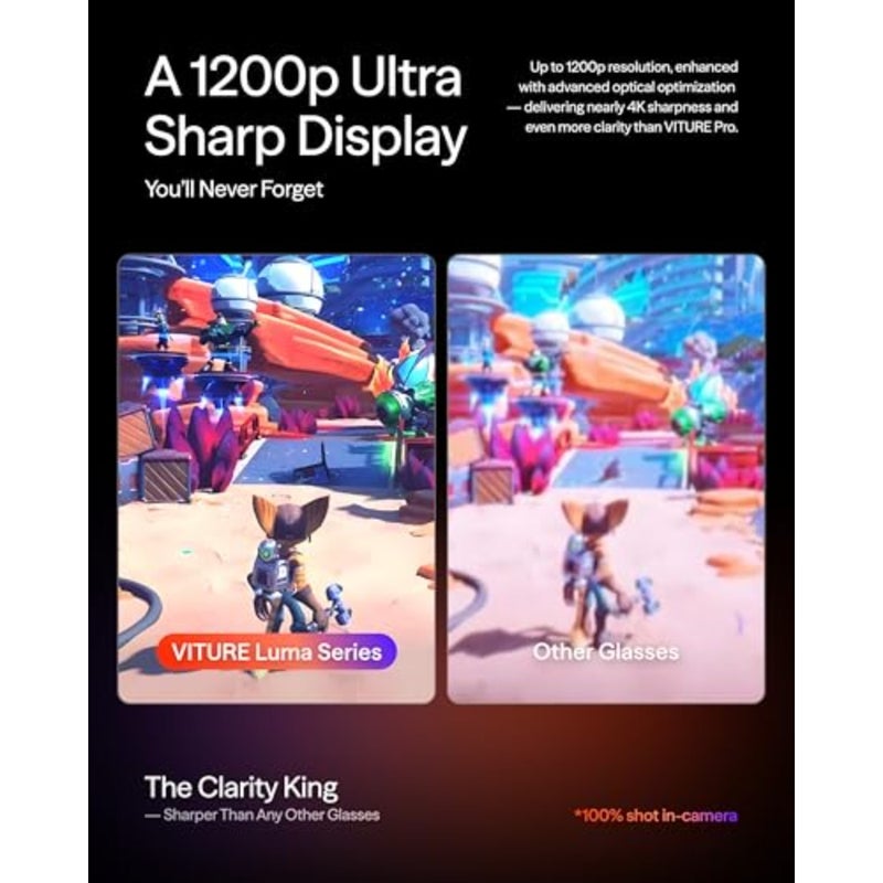 XR/AR Glasses for gaming and productivity, aluminum alloy frame, matte black finish, 152'' ultra sharp display with 1500 nits brightness and 6DoF tracking - Image 3