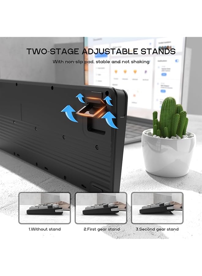 96% Wired Gaming Keyboard Creamy Membrane Quiet Silent Keyboard With Number Pad  Volume Knob Light Up Computer Usb Teclado For Pc Desktop Games Office - Image 5