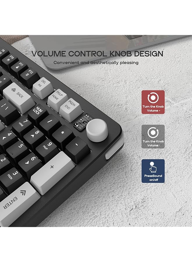 96% Wired Gaming Keyboard Creamy Membrane Quiet Silent Keyboard With Number Pad  Volume Knob Light Up Computer Usb Teclado For Pc Desktop Games Office - Image 4