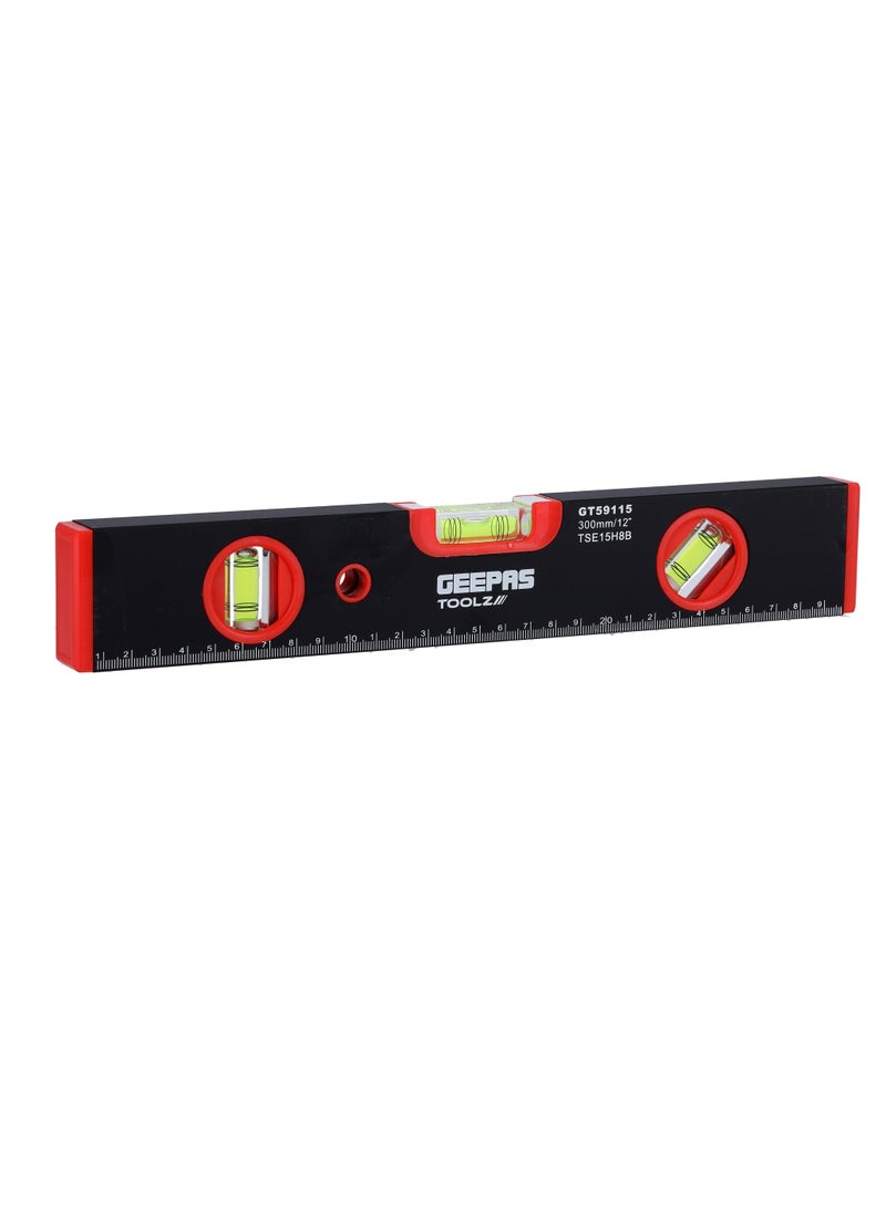 GEEPAS Geepas GT59115 Spirit Level, 12 Inch, Accurate Measuring, Essential Multi Functional Tools, Clear Scale,  Easy To Read level Bubbles, Great Convenience. - Image 1