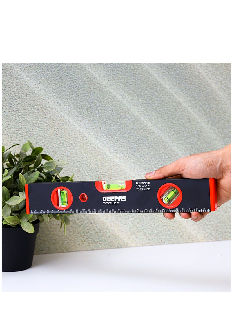GEEPAS Geepas GT59115 Spirit Level, 12 Inch, Accurate Measuring, Essential Multi Functional Tools, Clear Scale,  Easy To Read level Bubbles, Great Convenience. - Image 2